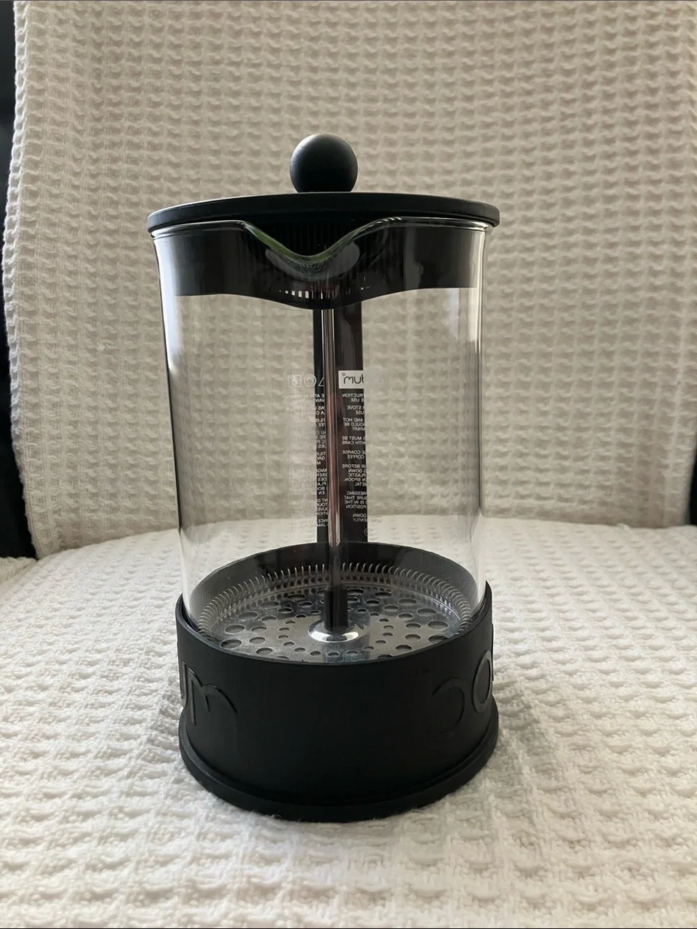 Bodum Black French Press Coffee Maker with Clear Glass Carafe